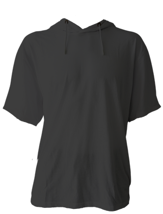 Buy black H9004 A  : Short Sleeve Jersey Hoodie with Hidden Zippered Pockets