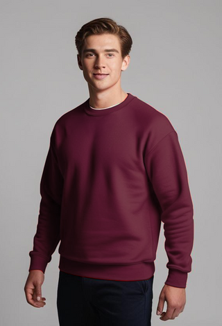 Buy burgundy H9001 Premium Blended Crewneck Sweatshirt