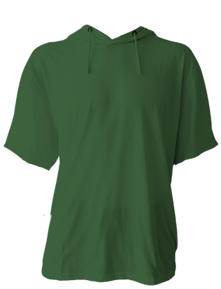 Buy forrest-green H9004 A  : Short Sleeve Jersey Hoodie with Hidden Zippered Pockets