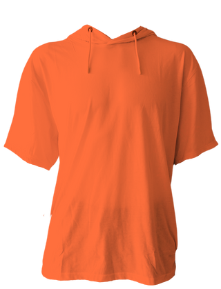 Buy orange H9004 A  : Short Sleeve Jersey Hoodie with Hidden Zippered Pockets