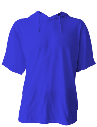 Buy royal-blue H9004 A  : Short Sleeve Jersey Hoodie with Hidden Zippered Pockets