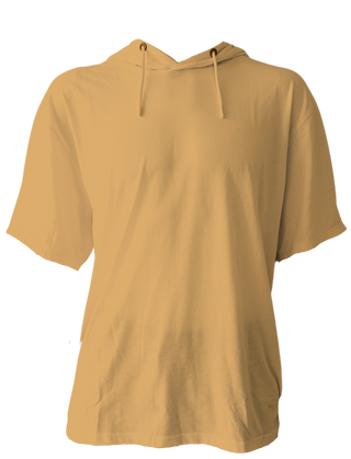 Buy tan H9004 A  : Short Sleeve Jersey Hoodie with Hidden Zippered Pockets