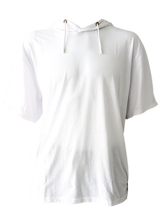 Buy white H9004 A  : Short Sleeve Jersey Hoodie with Hidden Zippered Pockets